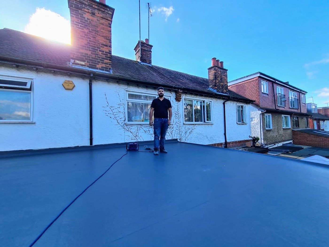 Finished blue flat roof